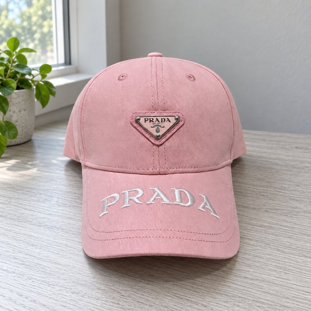 Prada Pink Cap with Embroidered Brim